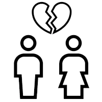 a symbol of a couple with a broken heart symbol over them signifying intimate partner violence